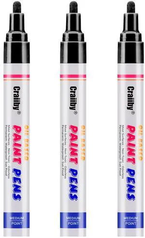 Black Paint Markers, 3 Pack Oil-Based Waterproof Quick Dry Permanent Paint Pen Set for Rocks Painting, Wood, Fabric, Plastic, Canvas, Glass, Mugs, Metal, Tire, Stone, DIY Craft Black Paint Markers, 3 Pack Oil-Based Waterproof Quick Dry Permanent Paint Pen Set for Rocks Painting, Wood, Fabric, Plastic, Canvas, Glass, Mugs, Metal, Tire, Stone, DIY Craft