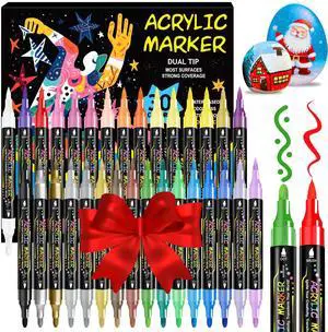 30 Colors Dual Tip Acrylic Paint Markers Pens- Premium Acrylic Paint Markers, Brush & Round Tips, Quick-Drying - for Rock, Canvas, Ceramic, Wood (30 Colors) 30 Colors Dual Tip Acrylic Paint Markers Pens- Premium Acrylic Paint Markers, Brush & Round Tips, Quick-Drying - for Rock, Canvas, Ceramic, Wood (30 Colors)