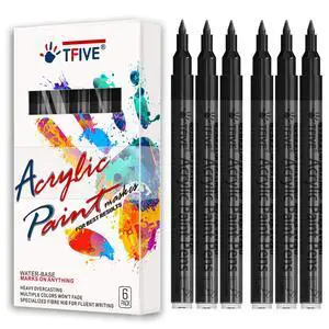 Black Marker Paint Pens - 6 Pack Acrylic Permanent Marker, 0.7mm Extra Fine Tip Waterproof Black Paint Markers for Art Project, Rock, Ceramic, Glass, Wood, Plastic, Metal, Canvas, DIY Craft Black Marker Paint Pens - 6 Pack Acrylic Permanent Marker, 0.7mm Extra Fine Tip Waterproof Black Paint Markers for Art Project, Rock, Ceramic, Glass, Wood, Plastic, Metal, Canvas, DIY Craft