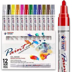 Paint Pens Paint Markers Never Fade Quick Dry and Permanent, 12 Color Oil-Based Waterproof Marker Pen Set for Rock Painting, Ceramic, Wood, Fabric, Plastic, Canvas, Glass, Mugs Paint Pens Paint Markers Never Fade Quick Dry and Permanent, 12 Color Oil-Based Waterproof Marker Pen Set for Rock Painting, Ceramic, Wood, Fabric, Plastic, Canvas, Glass, Mugs
