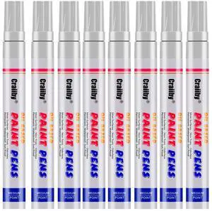 White Paint Markers, 8 Pack Oil-Based Waterproof Quick Dry and Permanent Paint Pen Set for Rocks Painting, Wood, Plastic, Canvas, Glass, Mugs, Metal, Tire, Stone, DIY Craft White Paint Markers, 8 Pack Oil-Based Waterproof Quick Dry and Permanent Paint Pen Set for Rocks Painting, Wood, Plastic, Canvas, Glass, Mugs, Metal, Tire, Stone, DIY Craft