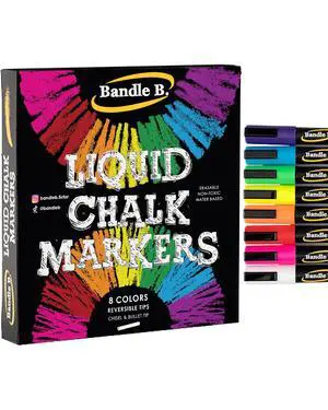 Chalk Markers - 8 Vibrant, Erasable, Non-Toxic, Water-Based, Reversible Tips. For Glass or Chalkboard Markers for Businesses, Restaurants, Liquid Drawing Chalk (Vibrant 6mm) Chalk Markers - 8 Vibrant, Erasable, Non-Toxic, Water-Based, Reversible Tips. For Glass or Chalkboard Markers for Businesses, Restaurants, Liquid Drawing Chalk (Vibrant 6mm)