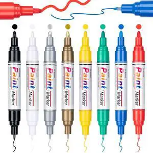 Oil Based Paint Markers, 8 Colors Dual Tip Paint Pens Paint Markers(0.7mm & 3mm), Waterproof Paint Pen for Rock Painting, Metal Wood Glass Stone Canvas Mugs Fabric Plastic Oil Based Paint Markers, 8 Colors Dual Tip Paint Pens Paint Markers(0.7mm & 3mm), Waterproof Paint Pen for Rock Painting, Metal Wood Glass Stone Canvas Mugs Fabric Plastic
