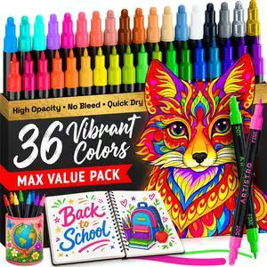 36 Precision Dual-Tip Acrylic Paint Markers Paint Pens Set with Dot & Fine Tips for Fabric, Rock, Glass, Wood, Coloring Books Arts & Crafts Gift Classroom Must Haves & School Supplies 36 Precision Dual-Tip Acrylic Paint Markers Paint Pens Set with Dot & Fine Tips for Fabric, Rock, Glass, Wood, Coloring Books Arts & Crafts Gift Classroom Must Haves & School Supplies