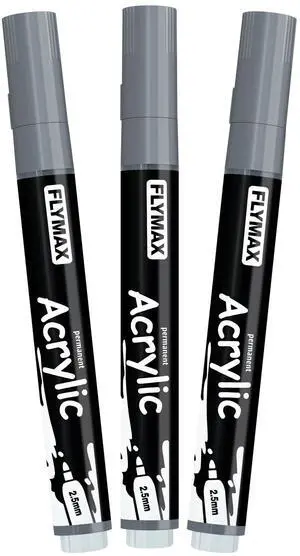 Grey Marker Paint Pens - Permanent Marker Pens Grey Acrylic Paint Water-Based 2.5mm Medium Tip Waterproof Quick-Drying (3 in 1Pack) Grey Marker Paint Pens - Permanent Marker Pens Grey Acrylic Paint Water-Based 2.5mm Medium Tip Waterproof Quick-Drying (3 in 1Pack)
