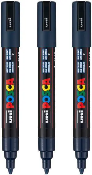 PC-5M Water-Based Paint Markers, Reversible Medium Tip (1.8-2.5mm), Navy Blue, 3 Count PC-5M Water-Based Paint Markers, Reversible Medium Tip (1.8-2.5mm), Navy Blue, 3 Count