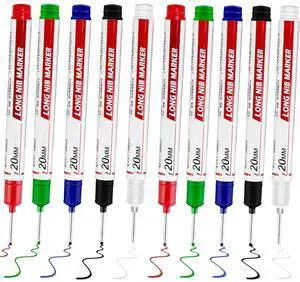 10 Pcs Long Head Deep Hole Marker, 2025 New 20mm Long Nib Marker Pens Permanent Markers, Quick Dry Waterproof Fine Tip Marker Pens, Carpenter Marker Pen for Office Supplies, Art Projects, Woodworking 10 Pcs Long Head Deep Hole Marker, 2025 New 20mm Long Nib Marker Pens Permanent Markers, Quick Dry Waterproof Fine Tip Marker Pens, Carpenter Marker Pen for Office Supplies, Art Projects, Woodworking