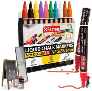 Liquid Chalk Markers 10-Pack, 6mm Reversible Bullet and Chisel Liquid Chalk Markers Erasable for Dry Erase Board, Glass, Mirrors, Car Windows, Pens for Menu Boards Liquid Chalk Markers 10-Pack, 6mm Reversible Bullet and Chisel Liquid Chalk Markers Erasable for Dry Erase Board, Glass, Mirrors, Car Windows, Pens for Menu Boards