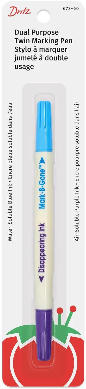 Dual Purpose Disappearing Ink & Mark-B-Gone, Marking Pen, Blue and Purple, 8.75 x 2.88 x 0.5 Dual Purpose Disappearing Ink & Mark-B-Gone, Marking Pen, Blue and Purple, 8.75 x 2.88 x 0.5