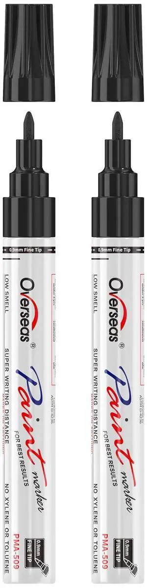 Oil-Based Fine Tip Paint Marker Pen - 2 Pack Black 0.9mm Fine Nib Permanent Markers, Quick Dry, Waterproof, Fade Resistant Paint Pens for Metal, Wood, Rock, Plastic, Ceramics, Rubber, Glass Oil-Based Fine Tip Paint Marker Pen - 2 Pack Black 0.9mm Fine Nib Permanent Markers, Quick Dry, Waterproof, Fade Resistant Paint Pens for Metal, Wood, Rock, Plastic, Ceramics, Rubber, Glass