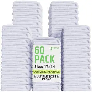 60-Pack Cotton Wash Cloths 14"x17" Absorbent Cleaning Rags for Housekeeping, Kitchen Towels, Bar Mop Towels, Durable Terry Cloth Rags, Premium Quality Multipurpose Washcloths 60-Pack Cotton Wash Cloths 14"x17" Absorbent Cleaning Rags for Housekeeping, Kitchen Towels, Bar Mop Towels, Durable Terry Cloth Rags, Premium Quality Multipurpose Washcloths