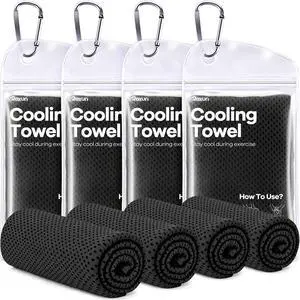 Cooling Towels, 4 Pack (40''x12'') Chilly Ice Rags for Neck and Face Cooling Towels, 4 Pack (40''x12'') Chilly Ice Rags for Neck and Face