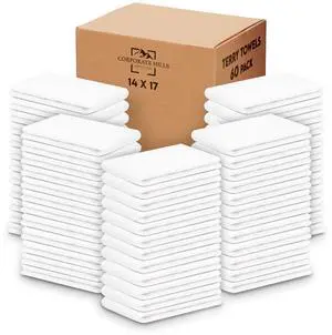 Terry Bar Mop Towels - 60 Pack (14"x17") White Cotton Terry Cloths, Super Absorbent Cleaning Rags, Reusable Bar Mop Towels for Kitchen, Garage, Salon, Spa & Commercial Use Terry Bar Mop Towels - 60 Pack (14"x17") White Cotton Terry Cloths, Super Absorbent Cleaning Rags, Reusable Bar Mop Towels for Kitchen, Garage, Salon, Spa & Commercial Use