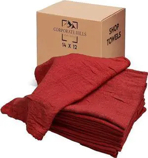 Cotton Shop Towel Multipurpose Cleaning Cloths (14" x 12" - Pack of 150 - Red) Reusable Shop Rags for Automobiles, Industrial, Restaurants, Garage, and Homes Cotton Shop Towel Multipurpose Cleaning Cloths (14" x 12" - Pack of 150 - Red) Reusable Shop Rags for Automobiles, Industrial, Restaurants, Garage, and Homes