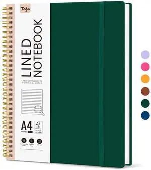 Spiral Lined Notebook, 8.5"x11" Notebooks for Work, Large A4 Journal for Women & Men, College Ruled Journaling Notebook for Writing, Plastic Cover Spiral Journal, Dark Green Spiral Lined Notebook, 8.5"x11" Notebooks for Work, Large A4 Journal for Women & Men, College Ruled Journaling Notebook for Writing, Plastic Cover Spiral Journal, Dark Green