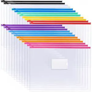 24pcs Plastic Envelopes Poly Zip Envelopes Files Zipper Folders, A4 Size, Letter Size, 10 Colors, for School Office Travel Storage Supplies 24pcs Plastic Envelopes Poly Zip Envelopes Files Zipper Folders, A4 Size, Letter Size, 10 Colors, for School Office Travel Storage Supplies