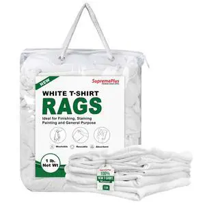 Premium White T-Shirt Cleaning Rags (1 lb. Bag) White Cotton Rags for Cleaning, Staining, Painting, Oil, Grease & Dust Removal Shop rag Bulk for Multipurpose use Premium White T-Shirt Cleaning Rags (1 lb. Bag) White Cotton Rags for Cleaning, Staining, Painting, Oil, Grease & Dust Removal Shop rag Bulk for Multipurpose use