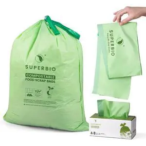 8 Gallon Compostable Drawstring Kitchen Waste Bags,30.3 Liter, 30 Count, 1 Mil,Heavy Duty Food Waste Bags, BPI, Seedling and OK compost INDUSTRIAL 8 Gallon Compostable Drawstring Kitchen Waste Bags,30.3 Liter, 30 Count, 1 Mil,Heavy Duty Food Waste Bags, BPI, Seedling and OK compost INDUSTRIAL