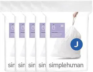 Code J 100 Count Custom Fit Liners, Drawstring Kitchen Trash Bags, One-by-One Mess-Free Dispense, Extra Thick & Double Seamed, 50% PCR Plastic, 38-45 Liter / 10-12 Gallon, White Code J 100 Count Custom Fit Liners, Drawstring Kitchen Trash Bags, One-by-One Mess-Free Dispense, Extra Thick & Double Seamed, 50% PCR Plastic, 38-45 Liter / 10-12 Gallon, White