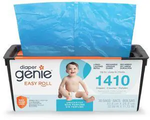 Easy Roll Refill | 30 Bags Per Refill | Holds Up to 1410 Newborn Diapers | Odor Control | Diaper Pail Refill Bags | Fits Diaper Genie Signature & Platinum Pails Easy Roll Refill | 30 Bags Per Refill | Holds Up to 1410 Newborn Diapers | Odor Control | Diaper Pail Refill Bags | Fits Diaper Genie Signature & Platinum Pails