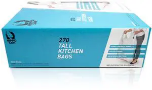 Tall Kitchen Garbage Bags with Ergonomic Handles - 13 Gallon Trash Bags - Super Strong Patented Reinforced Bottom and Leak Proof Tall Kitchen Trash Bags - Heavy Duty Trash Bags (270 Count) Tall Kitchen Garbage Bags with Ergonomic Handles - 13 Gallon Trash Bags - Super Strong Patented Reinforced Bottom and Leak Proof Tall Kitchen Trash Bags - Heavy Duty Trash Bags (270 Count)
