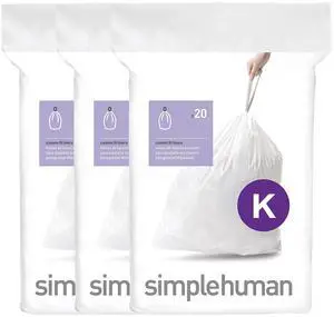Code K 60 Count Custom Fit Liners, Drawstring Kitchen Trash Bags, One-by-One Mess-Free Dispense, Extra Thick & Double Seamed, 50% PCR Plastic, 30-45 Liter / 8-12 Gallon, White Code K 60 Count Custom Fit Liners, Drawstring Kitchen Trash Bags, One-by-One Mess-Free Dispense, Extra Thick & Double Seamed, 50% PCR Plastic, 30-45 Liter / 8-12 Gallon, White