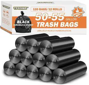 50-55 Gallon Trash Bags Unscented, 40'' x 50'', Black, 120 Count 50-55 Gallon Trash Bags Unscented, 40'' x 50'', Black, 120 Count