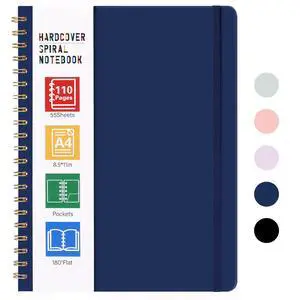 Spiral Notebook 8.5 x 11, A4 Hardcover Notebooks for Women, 55 Sheets 110 Pages Large Journal for Work, School, (Navy Blue) Spiral Notebook 8.5 x 11, A4 Hardcover Notebooks for Women, 55 Sheets 110 Pages Large Journal for Work, School, (Navy Blue)