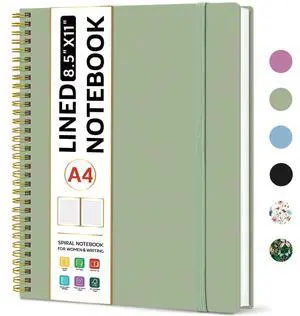 Spiral Lined Notebook, 8.5"x11" Notebooks for Work, Large A4 Journal for Women & Men, College Ruled Journaling Notebook for Writing, Plastic Cover Spiral Journal, Green Spiral Lined Notebook, 8.5"x11" Notebooks for Work, Large A4 Journal for Women & Men, College Ruled Journaling Notebook for Writing, Plastic Cover Spiral Journal, Green