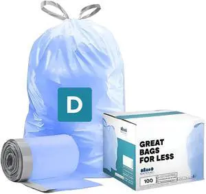 Custom Fit Trash Bags, Compatible with simplehuman Code D (100 Count) Tinted Blue Drawstring Garbage Liners 5.3 Gallon / 20 Liter, 15.75" x 28" Custom Fit Trash Bags, Compatible with simplehuman Code D (100 Count) Tinted Blue Drawstring Garbage Liners 5.3 Gallon / 20 Liter, 15.75" x 28"