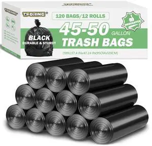45-50 Gallon Trash Bags Unscented, 38'' x 47'', Black, 120 Count 45-50 Gallon Trash Bags Unscented, 38'' x 47'', Black, 120 Count