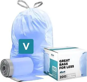 Custom Fit Trash Bags, Compatible with simplehuman Code V (100 Count) Tinted Blue Drawstring Garbage Liners 4.2-4.8 Gallon, 15.9-18.2 Liters, 14.5" x 27.5" Custom Fit Trash Bags, Compatible with simplehuman Code V (100 Count) Tinted Blue Drawstring Garbage Liners 4.2-4.8 Gallon, 15.9-18.2 Liters, 14.5" x 27.5"