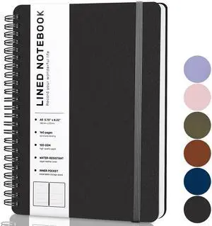 Lined Spiral Journal Notebook, A4 Hardcover Leather Notebook for Work, 8.5''×11'', 100GSM Thick Paper Spiral Bound Journaling Notebooks for Women & Men Office School Note Taking Business, Black Lined Spiral Journal Notebook, A4 Hardcover Leather Notebook for Work, 8.5''×11'', 100GSM Thick Paper Spiral Bound Journaling Notebooks for Women & Men Office School Note Taking Business, Black