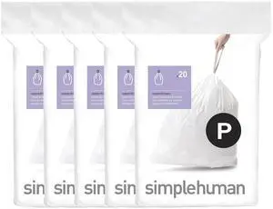 Code P 100 Count Custom Fit Liners, Drawstring Kitchen Trash Bags, One-by-One Mess-Free Dispense, Extra Thick & Double Seamed, 50% PCR Plastic, 50-60 Liter / 13-16 Gallon, White Code P 100 Count Custom Fit Liners, Drawstring Kitchen Trash Bags, One-by-One Mess-Free Dispense, Extra Thick & Double Seamed, 50% PCR Plastic, 50-60 Liter / 13-16 Gallon, White