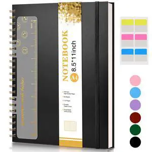 Spiral Notebook Journal 8.5 x 11, A4 Large Notebooks for Women Men, College Ruled Lined Journal, 100 GSM Paper, Plastic Hardcover Spiral Bound Journals for Work School Note Taking Business, Black Spiral Notebook Journal 8.5 x 11, A4 Large Notebooks for Women Men, College Ruled Lined Journal, 100 GSM Paper, Plastic Hardcover Spiral Bound Journals for Work School Note Taking Business, Black