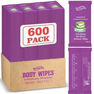 600 Pack Body Wipes Individually Wrapped(8" x 9.5"),Shower Wipe for Adults Bathing No Rinse,Personal Cleansing Wipes for Travel Gym,Bulk Deodorant for Homeless 600 Pack Body Wipes Individually Wrapped(8" x 9.5"),Shower Wipe for Adults Bathing No Rinse,Personal Cleansing Wipes for Travel Gym,Bulk Deodorant for Homeless