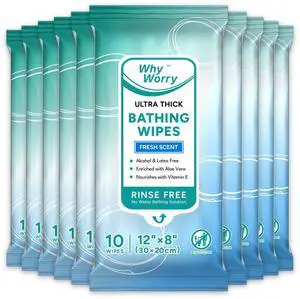 Bathing Wipes for Adults Rinse Free, 8"x12" Fresh Scent, 100 Count Bathing Wipes for Adults Rinse Free, 8"x12" Fresh Scent, 100 Count