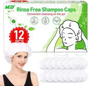 Shampoo Caps No Rinse Waterless Hair Washing Shower Caps 12 Packs for Elderly, Women, Hospital, Camping Shampoo Caps No Rinse Waterless Hair Washing Shower Caps 12 Packs for Elderly, Women, Hospital, Camping