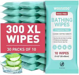No Rinse Bathing Wipes for Adults 300 Count, Extra Thick 8 x12 Inch No Rinse Bathing Wipes for Adults 300 Count, Extra Thick 8 x12 Inch