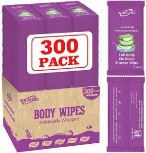 300 Pack Body Wipes Individually Wrapped(8" x 9.5"),Shower Wipes for Adults Bathing No Rinse,Personal Cleansing Wipes for Travel Gym,Bulk Deodorant for Homeless 300 Pack Body Wipes Individually Wrapped(8" x 9.5"),Shower Wipes for Adults Bathing No Rinse,Personal Cleansing Wipes for Travel Gym,Bulk Deodorant for Homeless