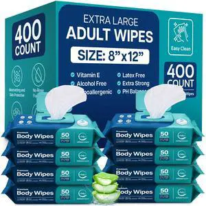 Body Wipes for Adults Bathing No Rinse - Adult Wipes for Elderly 8"x 12"(400 count) Shower for Adults No Rinse, Incontinence Disposable Washcloths, Aloe Vera, Vitamin E Body Wipes for Adults Bathing No Rinse - Adult Wipes for Elderly 8"x 12"(400 count) Shower for Adults No Rinse, Incontinence Disposable Washcloths, Aloe Vera, Vitamin E