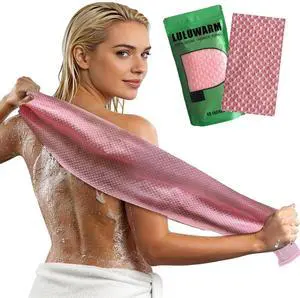 Japanese Exfoliating Washcloth, Hexagon Fiber Shower Towel & Body Scrubber, 2-Sided Texture for Deep Exfoliation & Skin Smoothing, Pink Japanese Exfoliating Washcloth, Hexagon Fiber Shower Towel & Body Scrubber, 2-Sided Texture for Deep Exfoliation & Skin Smoothing, Pink