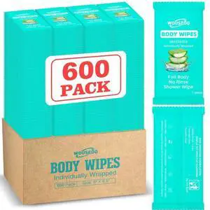 600 Pack Body Wipes Individually Wrapped(8" x 9.5"), Shower Wipe for Adults Bathing No Rinse,Personal Cleansing Wipes for Travel Gym,Bulk Deodorant for Homeless 600 Pack Body Wipes Individually Wrapped(8" x 9.5"), Shower Wipe for Adults Bathing No Rinse,Personal Cleansing Wipes for Travel Gym,Bulk Deodorant for Homeless