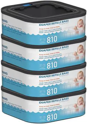 Jumbo Square Refills Disposal Bags Refill Compatible with Diaper Genie Classic, Compact, Premier and Select Pails, Hold Up to 810 Newborn-Sized Diapers Per Refill, 4 Packs Jumbo Square Refills Disposal Bags Refill Compatible with Diaper Genie Classic, Compact, Premier and Select Pails, Hold Up to 810 Newborn-Sized Diapers Per Refill, 4 Packs