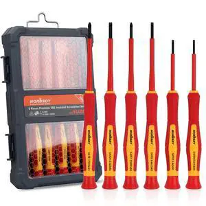 1000V 6-Piece Mini Insulated Screwdriver Set, Magnetic Tip Mini Electrician Screwdriver Set Slotted(1.8mm,2.0mm2.5mm,3.0mm), Phillips: (PH00, PH0) 1000V 6-Piece Mini Insulated Screwdriver Set, Magnetic Tip Mini Electrician Screwdriver Set Slotted(1.8mm,2.0mm2.5mm,3.0mm), Phillips: (PH00, PH0)