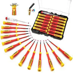 14-Piece Precision Screwdriver Set, Repair Tool Kit with Phillips, Torx and Slotted Screwdrivers, Voltage Test Screwdriver for Electronics, Eyeglasses, Watches, Small Repairs, DIY Use and Tool Set 14-Piece Precision Screwdriver Set, Repair Tool Kit with Phillips, Torx and Slotted Screwdrivers, Voltage Test Screwdriver for Electronics, Eyeglasses, Watches, Small Repairs, DIY Use and Tool Set