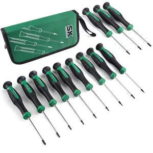 12-Piece Mini Screwdriver Set, Includes Slotted/Phillip/Star Screwdrivers, Magnetic Tips, Premium Alloy Steel, SureGrip Handle, with Zipper Pouch 12-Piece Mini Screwdriver Set, Includes Slotted/Phillip/Star Screwdrivers, Magnetic Tips, Premium Alloy Steel, SureGrip Handle, with Zipper Pouch