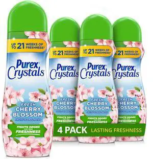 Crystals In-Wash Scent Booster, Fresh Cherry Blossom, 21 oz (Pack of 4), Long-Lasting Freshness & Odor Elimination Technology Crystals In-Wash Scent Booster, Fresh Cherry Blossom, 21 oz (Pack of 4), Long-Lasting Freshness & Odor Elimination Technology