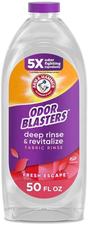 Odor Blasters Deep Rinse and Revitalize Fabric Rinse, Laundry Additive, Eliminates Sweat and Musty Odors, Fresh Escape Scent, 50 fl oz Odor Blasters Deep Rinse and Revitalize Fabric Rinse, Laundry Additive, Eliminates Sweat and Musty Odors, Fresh Escape Scent, 50 fl oz