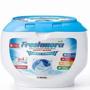 Laundry Detergent Pods with Scent Beads 5-in-1 Deep Clean, Stain Remover, Odor Eliminator & Color Protection | Ocean Fresh Scent, 40 Count | HE Compatible for All Washing Machines Laundry Detergent Pods with Scent Beads 5-in-1 Deep Clean, Stain Remover, Odor Eliminator & Color Protection | Ocean Fresh Scent, 40 Count | HE Compatible for All Washing Machines